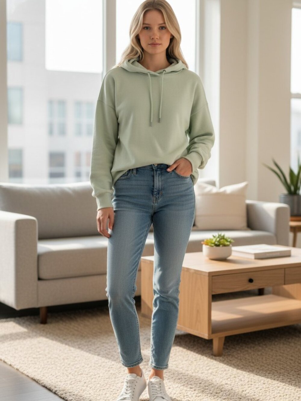 Universal Thread Pastel Sage Green Pullover Hoodie Sweatshirt - Size S